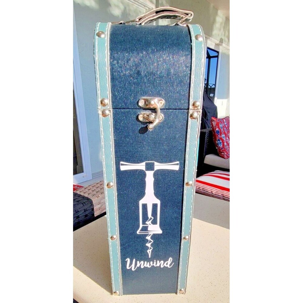 Elements Decorative Wooden Wine Bottle Box Holder Gift Carrying Case
